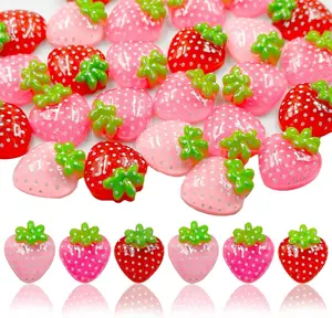 Strawberry Flatback Beads Charms 50 Count Fruit Charms for DIY Phone Case Scrapbooking Embellishment Crafts Making Hair Clip Headband Decor