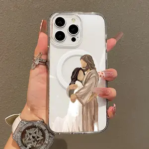 Trendy Magnetic Case for iPhone11/12/13/14/15/16/promax, Jesus embracing child Ultra Slim, MagSafe Support, Shockproof | Playful & Fun Style