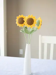 Handmade crochet sunflower, Artificial flower, Decorative flower, Home decor, Living room decor, Office decor, Birthday gift, Christmas gift