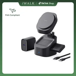 Summervibes iWALK 3-in-1 Magnetic Wireless Charging Station Mount - 15W Speed Fast Charger for Smartphone, USB-C Adapter, 120° Adjustable Flexible Viewing Angle, 25° Tilt, Folding Desk Setup, 18 Months Support for Mobile Electronic Devices summerwins,summ