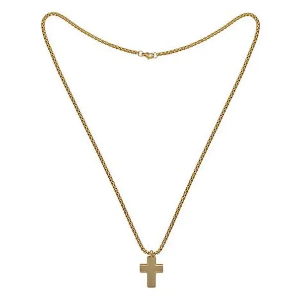 Stately Steel Men's Stainless Steel Cross Pendant with Box Chain