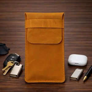 Nepa Handmade Tan Leather Essentials Pouch