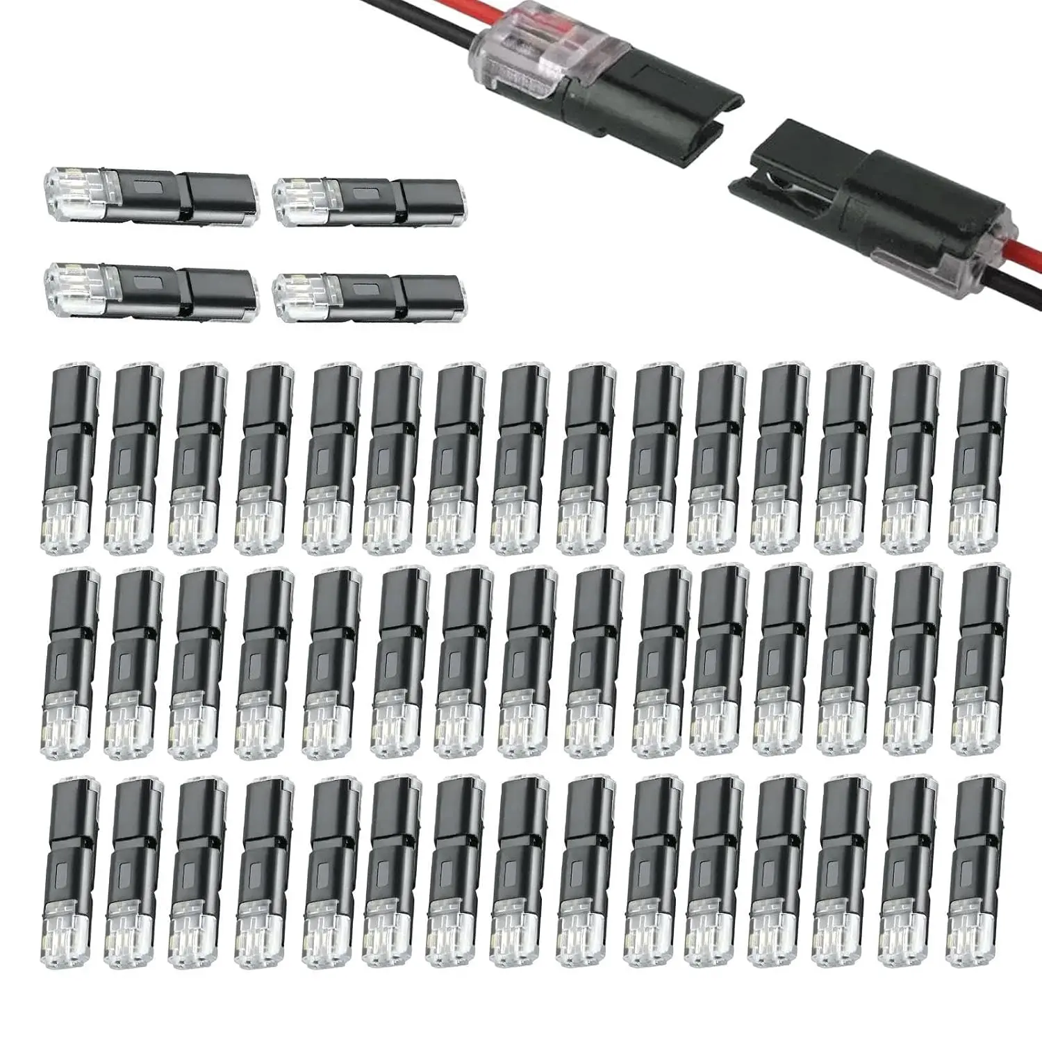 50 Pieces Quick Clip Fasteners, LED Wire Connectors, Led Strips Wire Connector, Purpose On Blocks Connector for Splicing Speaker Trailer Audio Marine Car Vehicle Battery Truck Ground