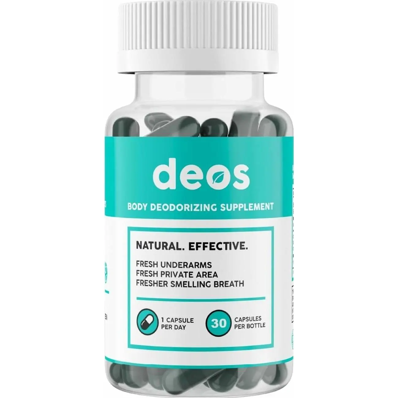 DEOS Internal Deodorant Supplement – Full Body Deodorizer for Gut Health, Skin Health, Detox & Digestion Support – Natural Odor Control Chlorophyll Pills | 30 Capsules