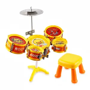 Kids Drum Set Toy with Stool – Educational Musical Instrument Kit for Toddlers, 5-Drum & Cymbal Playset, Ideal Birthday Gift for Ages 3–6