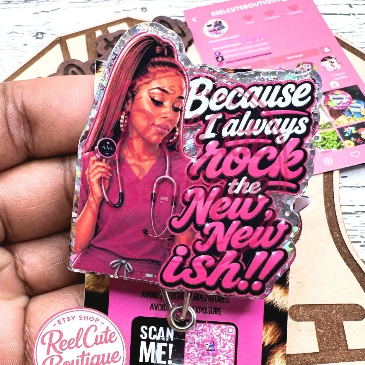 New New ATL Glitter Badge Reel: Funny Nurse ID Holder