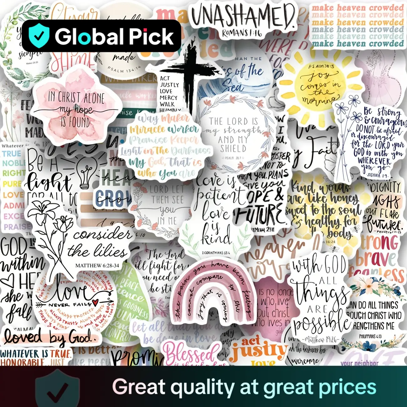 Bible Verse Sticker, 50pcs/set Water Bottle Sticker, Scrapbook & Journal Making Material Paper, DIY Decorative Sticker for Stationery & Computer & Pho