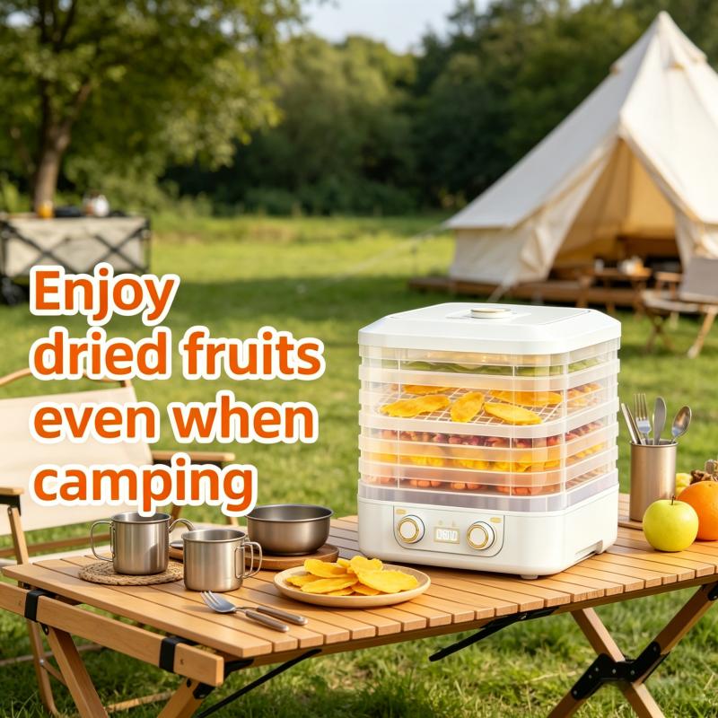 Food dehydrator, compact dehydrator for remixing food and dry, fruit, and vegetable, electric dehydrator with temperature control, 5 trays free of bisphenol A