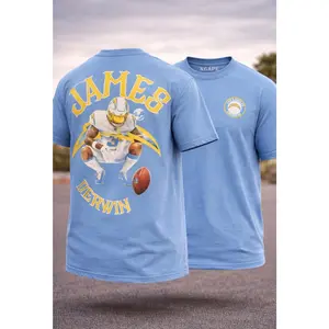 AGÁPE Derwin James X AGÁPE Heavyweight Tee - 100% Cotton, Bold Chargers Graphic, Unisex Fit, Streetwear Style