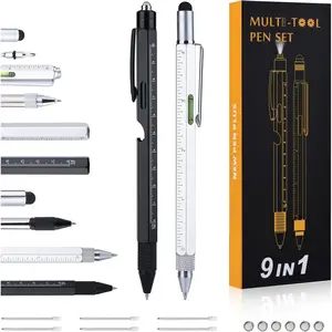 Gifts for Men Christmas- Multitool Pen with LED Light, Flathead, Phillips Screwdrivers, Level, Ruler, Bottle Opener, and Stylus- Multi Tool Pen, EDC Tool, Cool Gadgets men's Gifts for Anniversary
