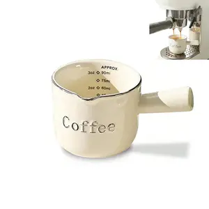 Ceramic Espresso Coffee Cup with Spout and Handle, 3oz/90ML Scale, Heat Resistant Ceramic Material, Perfect Accessory for Coffee Lovers, Coffee Drinkware