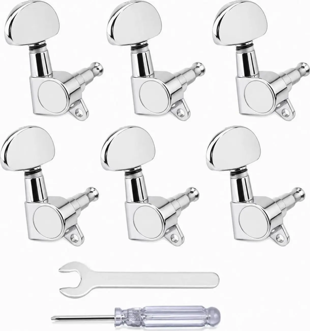 6 Pieces Guitar String Tuning Pegs, Guitar Machine Heads Knobs for Electric or Acoustic Guitar with Tools (3 Left + 3 Right)