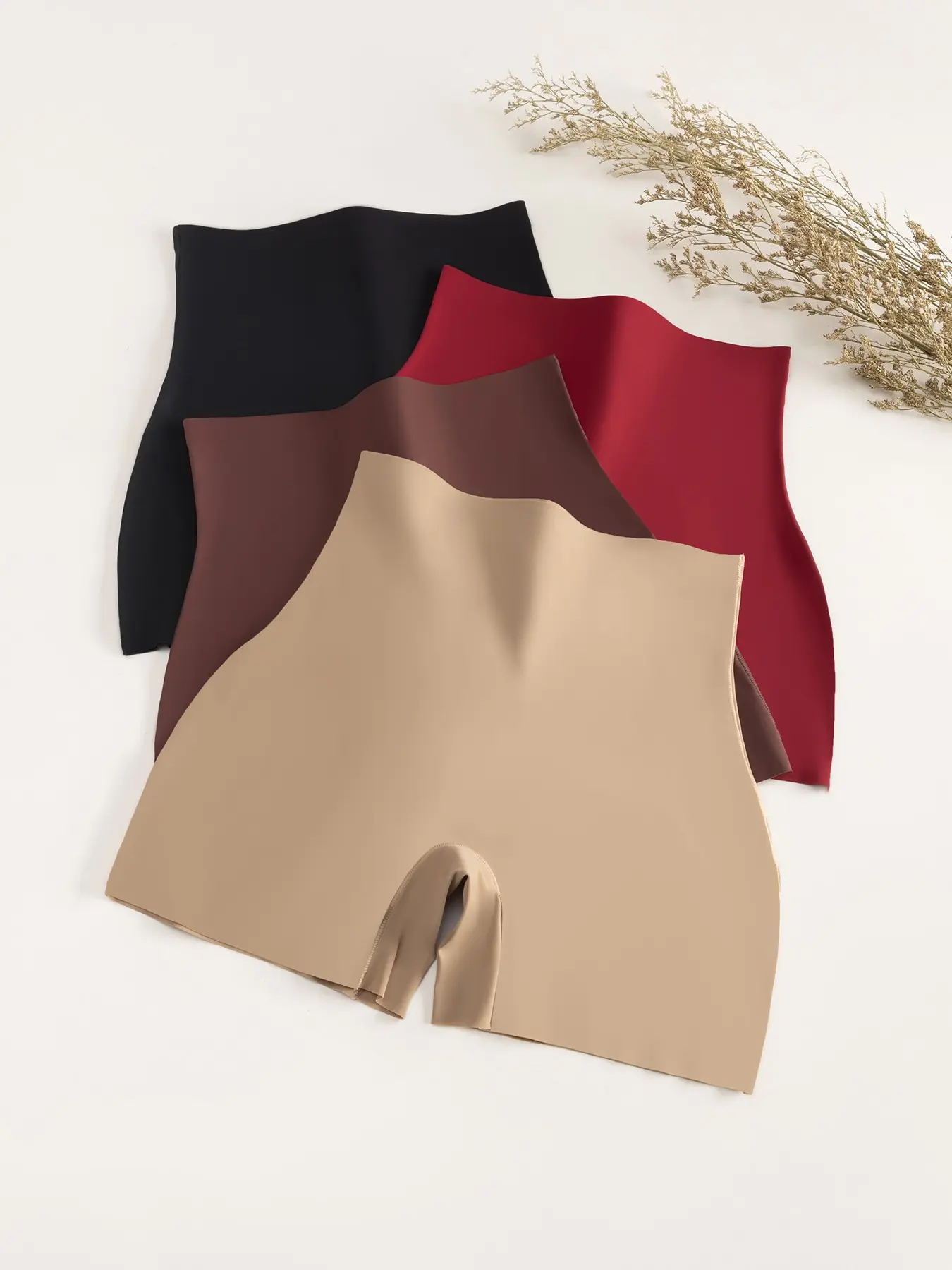 Women's High-Waisted Waist Trainer Boxer Shorts, Comfortable Breathable Sport Curve Hugging Fitted Compression Shapewear, Casual All-Seasons Inner Pants Underwear, 4 Pcs Set