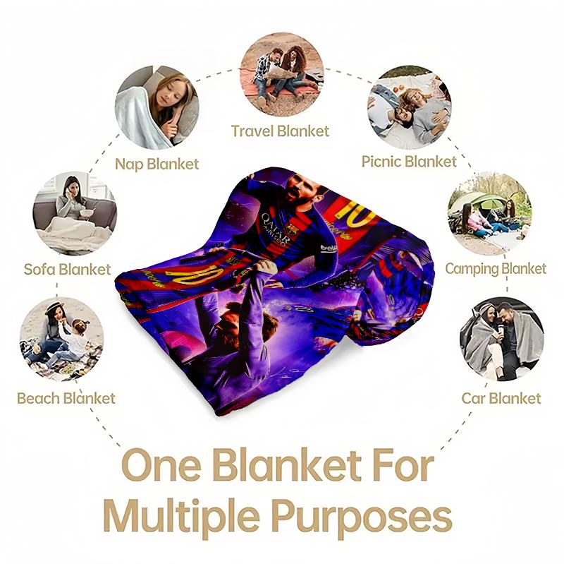 Leo Messi Blanket NO.10 Football Blanket Football Fans Gifts Soft Flannel Blanket Suitable For Sofa Beds Living Rooms Beloved By Both Adults And Children Birthday Gifts Holiday Party Home Decor Suitable for all four seasons
