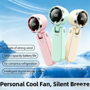 Handheld portable turbine fan, speed (1-199), 5000mAh rechargeable personal fan, mini yet powerful, small pocket fan, suitable for travel/outdoors/home/office