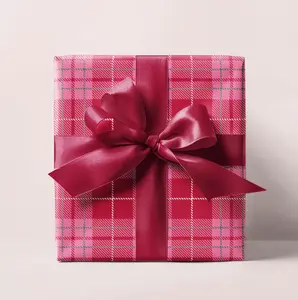 Red & Pink Plaid Wrapping Paper Roll