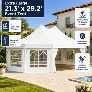 Extra Large Event Tent Heavy Duty Outdoor Party Canopy Waterproof Wedding Tent Shelter for Backyard Gatherings Commercial Use Trade Shows and Outdoor Events Spacious All Weather Party Tent White