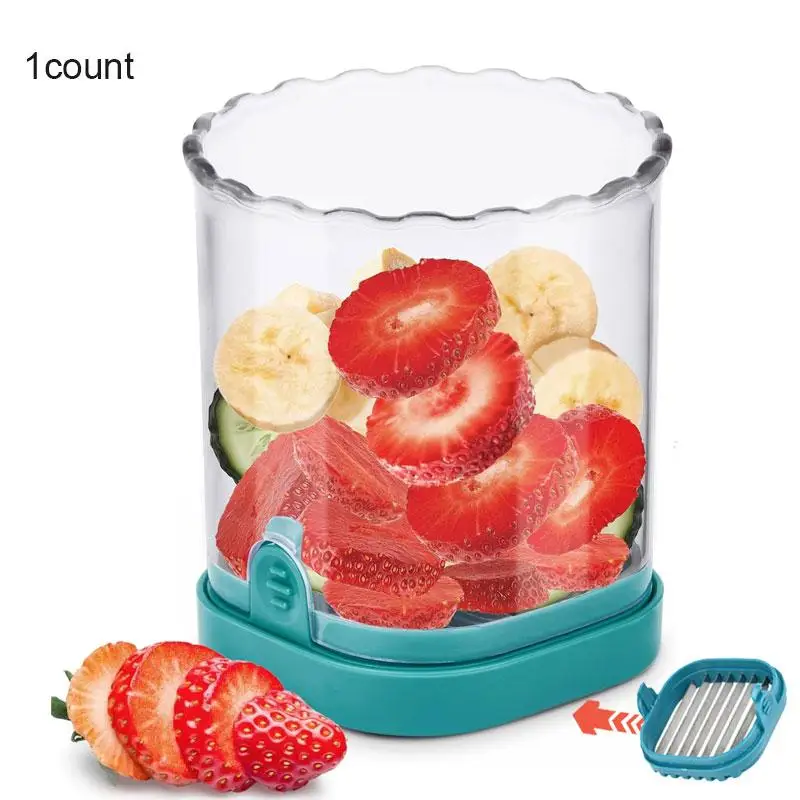 Fruit Slicer Cup, 1 Count Detachable Multifunctional Fruit & Vegetable Cutter, Multi-functional Kitchen Gadgets for Strawberry, Mushroom, Grape, Cherr