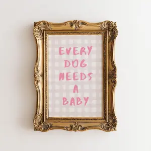 Coquette Baby Reveal Poster, Pink Watercolor Gingham Nursery Decor, Baby Announcement, Room Decor, Unframed 5 size, 8x12 to 27x40 inch
