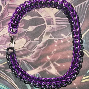 Unisex Bi-Color Large Chainmail Necklace - Adonized Aluminum Material - With Clasp
