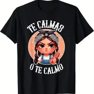 [100%25 Cotton]    Women Shirt Shor Sleeves Black Te Calmas O Te Calmo Spanish Chancla Sarcastic Spanish Mom T-Shirt Top Womenswear Golf Gift T-Shirt For Men And Women.