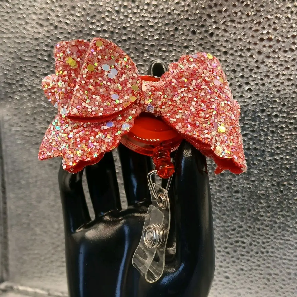 Red Bow Bagel Reel DIY Craft Kit for Keychain Making, Plastic Beads, and Carabiner Key Charm Accessories