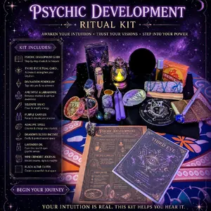 Deluxe Psychic Development Ritual Kit with Charm Candles, Third Eye Ritual Card, and Aromatherapy Elements for Intuition and Visions