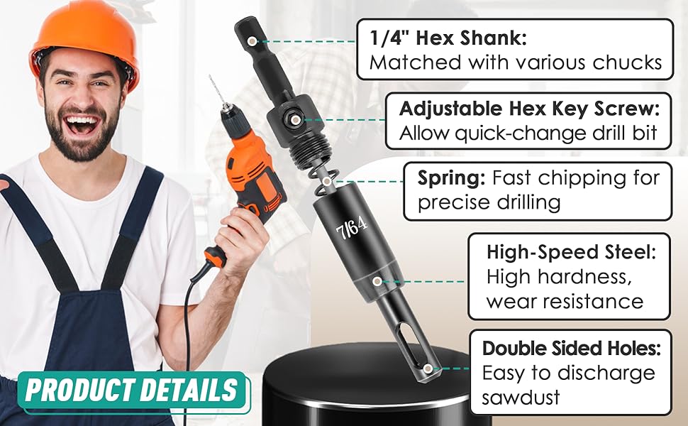 2026 Upgraded Self Centering Drill Bit Set, 3/32" 7/64" 1/8" Center Hinge Drill Bit for 1/4In Hex Shank Drills, Installing Hinge & Drilling Pilot Hole, Ultra-Hard Steel, High-Precision