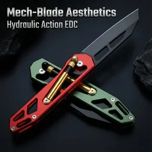 Mecha titanium-coated knife,streetfashion trend, lightweight, durable and high hardness,EDC folding knife, outdoor camping & daily carrying,high-quality steel. men's gift. survival
