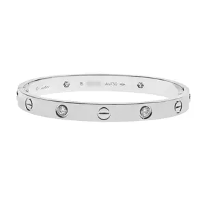 Pre-owned Cartier 4 Diamond Love Bracelet Size 16