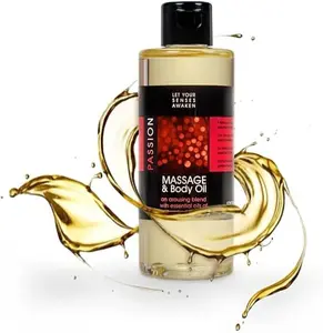 LOVE PLAY Passion Massage Oil - Premium Moisturizing Body Oil with Vitamin E & Essential Oils for Massage Therapy - Vegan & Cruelty-Free - 6.76 Fl Oz
