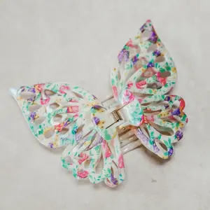 Green Floral Butterfly Clip