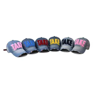 Man And Women TAKE Denim Baseball Caps Washed With Large Embroidery Denim Duckbill Caps Simple Versatile Street Outdoor Hats B60
