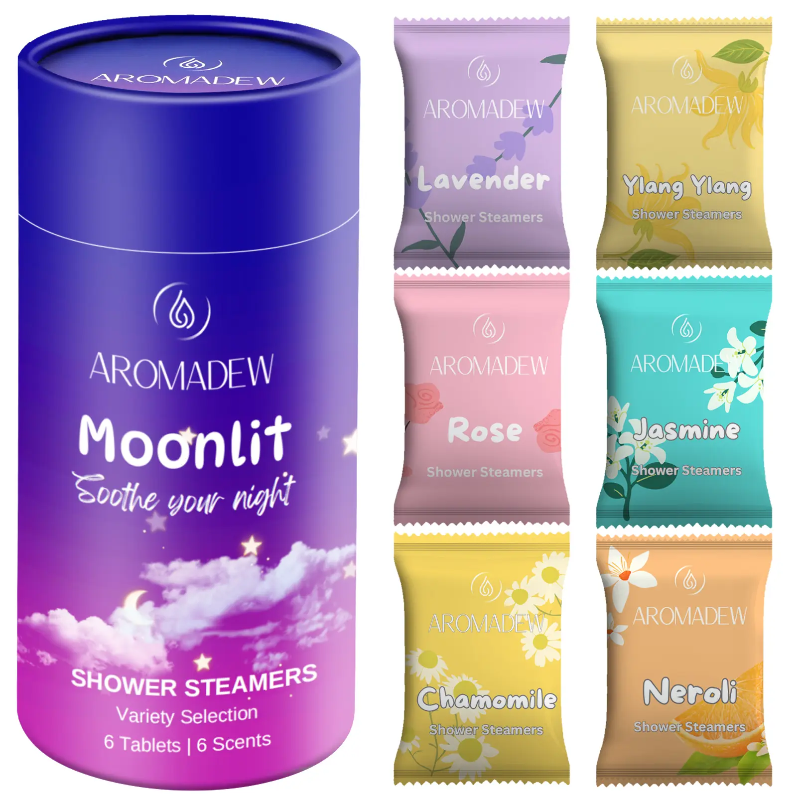 Aromadew Moonlit Variety Set of 6 Shower Steamers