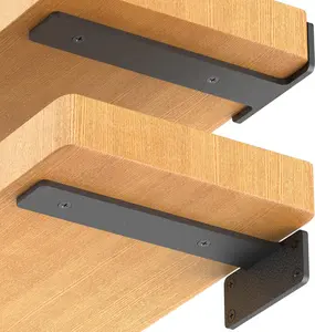 6 Pack Floating Shelf Brackets, 6 Inch Heavy Duty Industrial Shelf Bracket, Black Metal L Brackets for Shelves Support DIY(1/5 Inch Thicked)