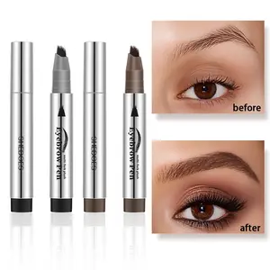Multi-Fork Eyebrow Pen, Waterproof Long-Lasting Liquid Brow Pencil, Slant-Tip Brush Eyebrow Pen for Natural Feathered Wild Brows