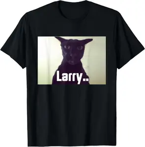 Men's Unisex Evil Larry Cat Meme Graphic Tshirt - Pure Cotton, Short-Sleeve, Round Neck, Casual Streetwear, Sports Fitness Top, Soft Gift for Adults