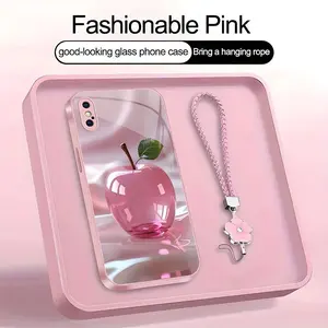 Luxury Crystal Apple Phone Case Metallic Cover with Lanyard for iPhone X–975