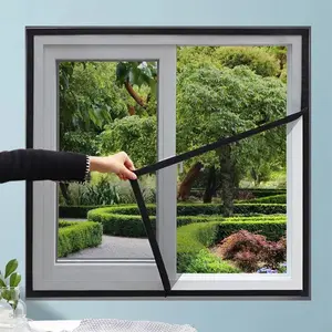 Black Summer Self-Adhesive Window Screen – Anti-Mosquito & Insect, Invisible Dust-Proof, Washable & Reusable, Easy Install, DIY Cut to Size