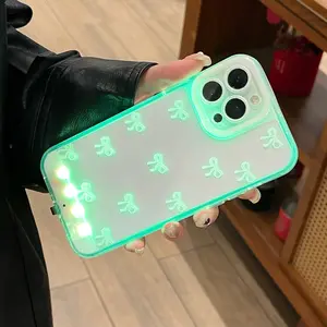 Vibrant LED Bowknot Phone Case, Compatible with iPhone 11/12/13/14/15/16/17 Pro/Pro Max/Plus, Stylish Protective Cover, Unique Design for Daily Use, Shockproof Phone Cover