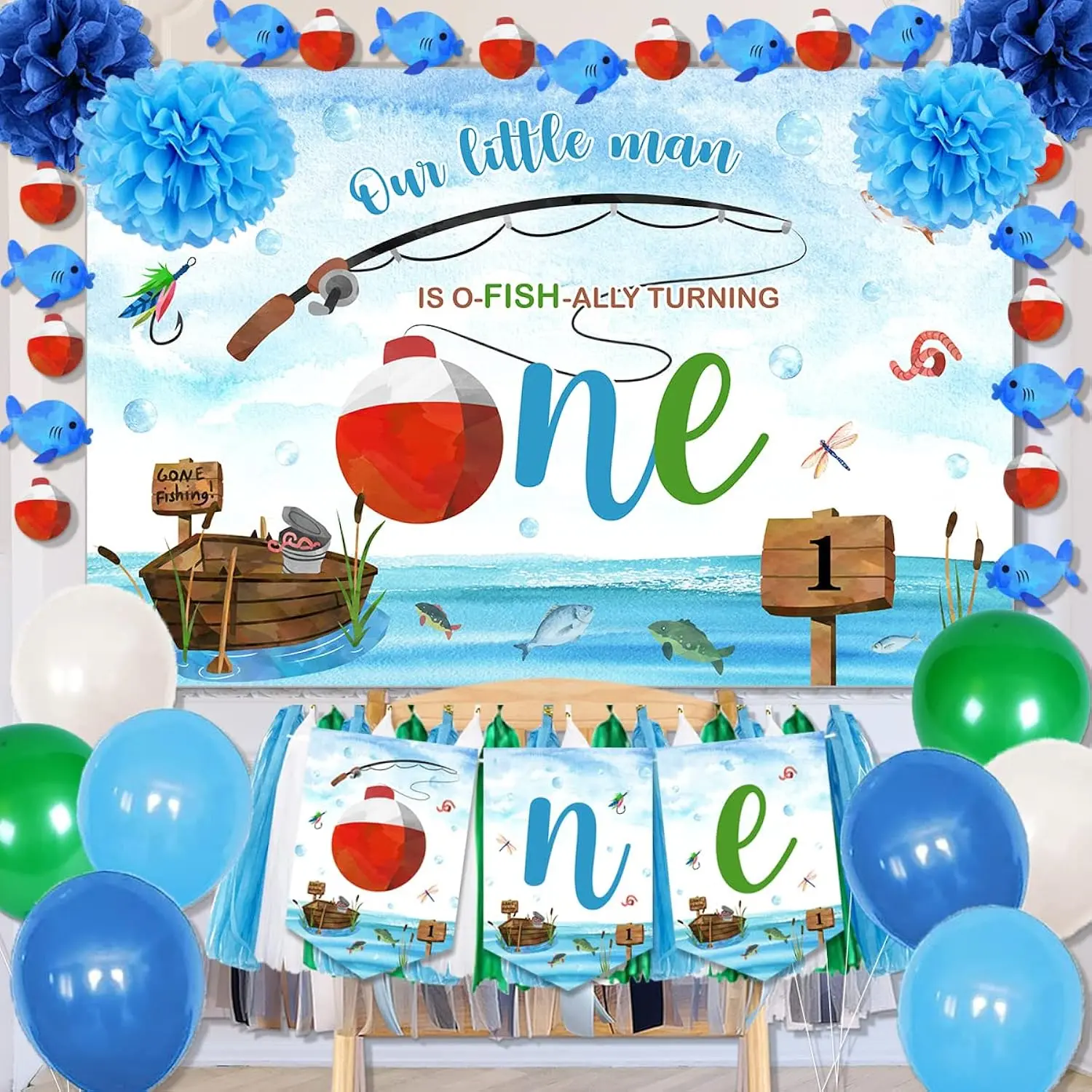 Ofishally One Birthday Decorations Gone Fishing 1St Birthday Party