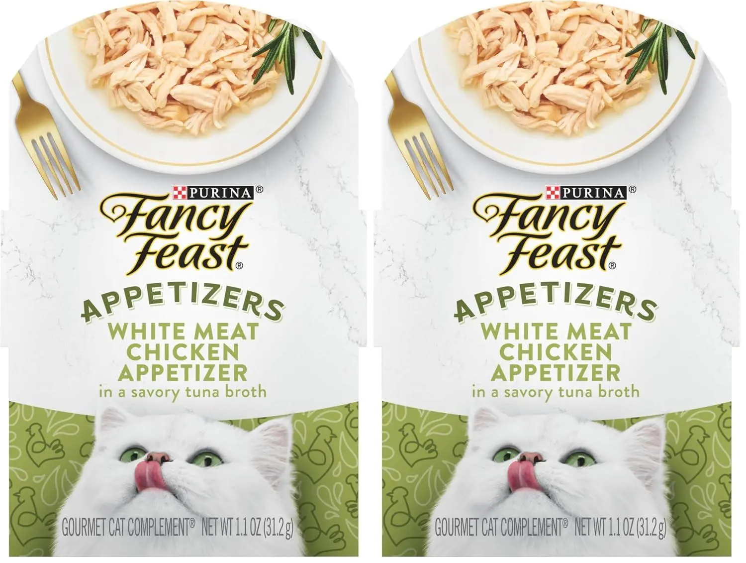 Purina Fancy Feast Appetizers Grain Free Wet Cat Food Complement White Meat Chicken Appetizer in a Savory Tuna Broth Cat Food Topper - (Pack of 10) 1.1 oz. Trays