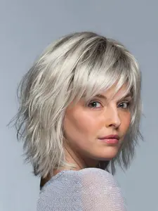 Women's Short Synthetic Curly Wig, Silver Color Wave Hair, Loose Fit Heat Resistant Fiber, Daily Party Wear, No Bangs, Blonde Colored Wig