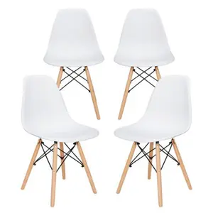 ZENSTYLE Modern Dining Chairs Set of 4 Plastic DSW Shell Lounge Chair with Solid Wood Leg