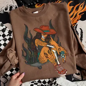 Keep in Rollin Crew Sweatshirt, vintage western graphic tees, western outfits women, women's graphic tees, western clothing, cowgirl outfits stuff, country concert outfits, western tops stuff clothes Casual Comfort