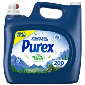 Purex Fresh Mountain Breeze Liquid Laundry Detergent, 225 fl oz, 200 loads.