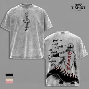 Minato Namikaze Graphic Tee Vintage Washed Shirt Unisex Streetwear Anime Shirt Fourth Hokage Cloak Design Naruto Quote Anime T Shirt Gift for Naruto Fans