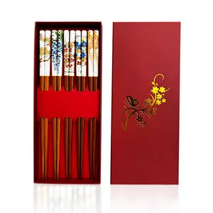 5 pairs floral chopsticks, beautiful flower designs, wood chopsticks, gifting, reusable chopsticks
