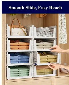 Closet Organizers and Storage - Stackable Storage Drawers, Multi-Purpose Closet Organizer Set for Closet Storage, 8-Pack, 16.6" x 13.1" x 6.7" Each