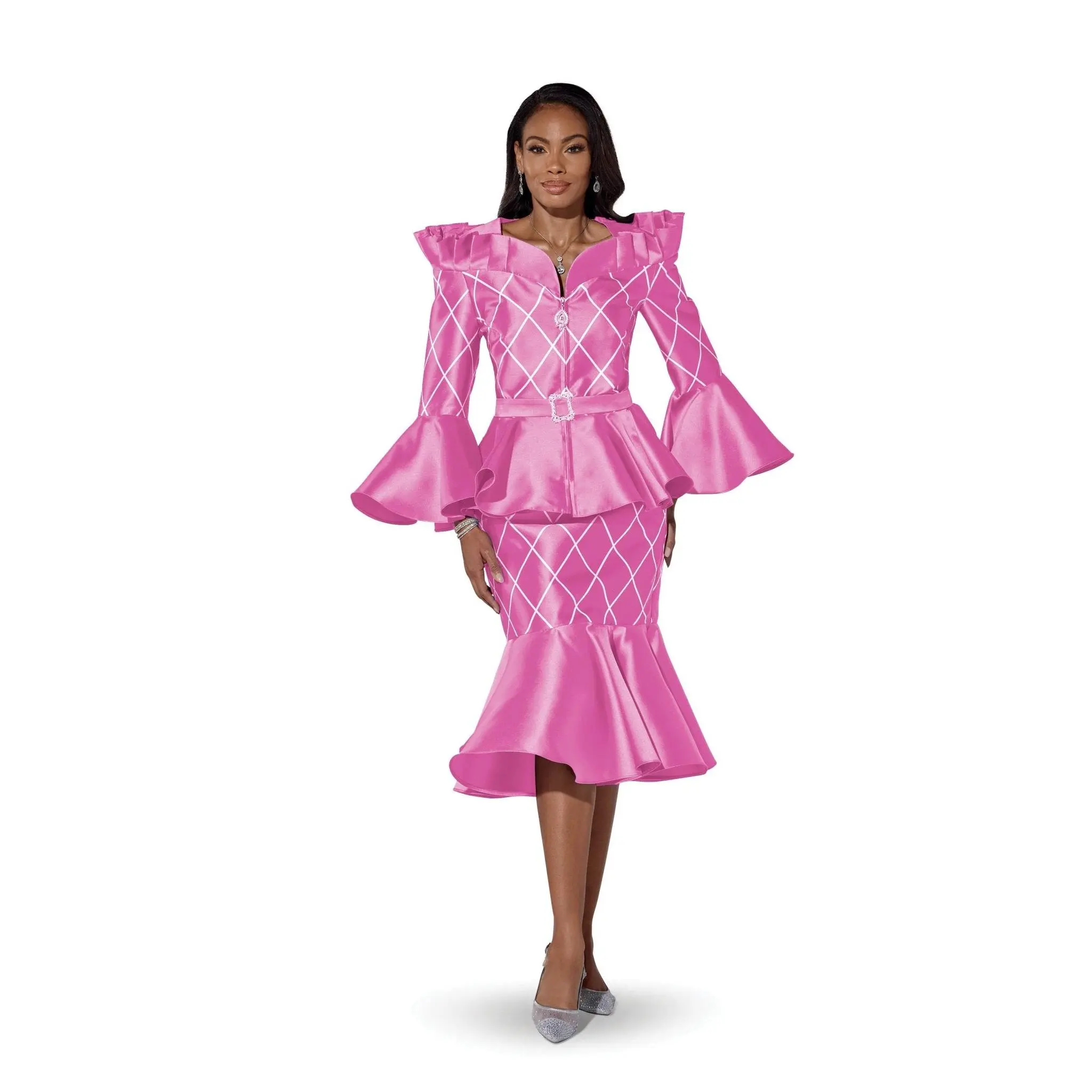 Trendy Trellis Peplum Suit by EY Boutique